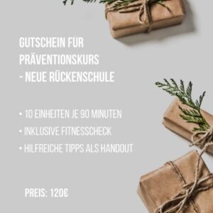 Gutschein – Präventionskurs – 10 Einheiten Neue Rückenschule