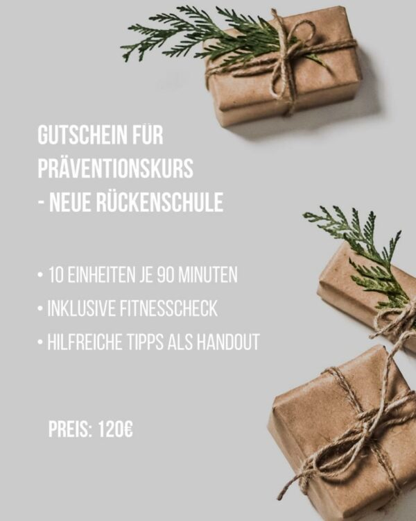 Gutschein - Präventionskurs - 10 Einheiten Neue Rückenschule